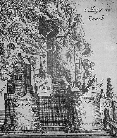 Burcht Lage bij Denekamp en Nordhorn is in 1626 opgeblazen